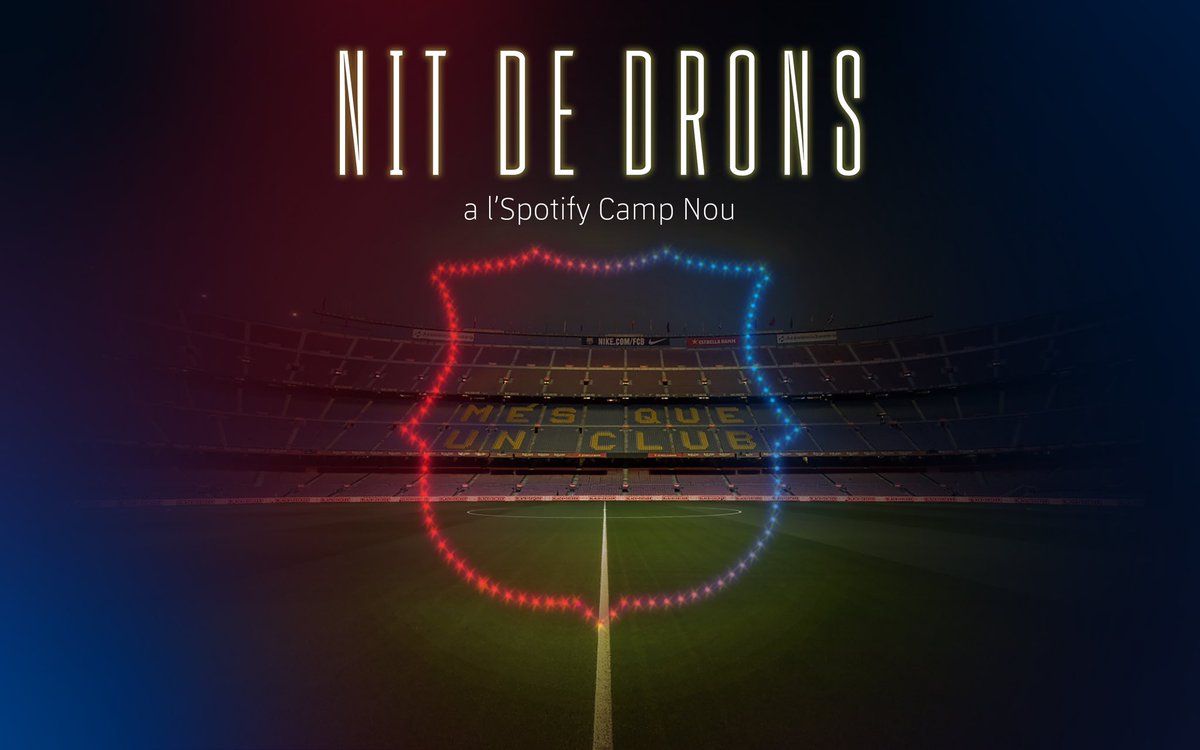flockdroneart's tweet photo. ❤️💙 Els dies 27 i 28 de desembre, els nostres drons es vestiran de blaugrana. Volarem al Spotify Camp Nou de la mà del @fcbarcelona. 
Visita l’estadi i les instal·lacions de nit i seu a la graderia i gaudeix del nostre espectacle! 

👉🏼 Més informació a https://t.co/EYzuWD3CFY https://t.co/ErophrWCOB