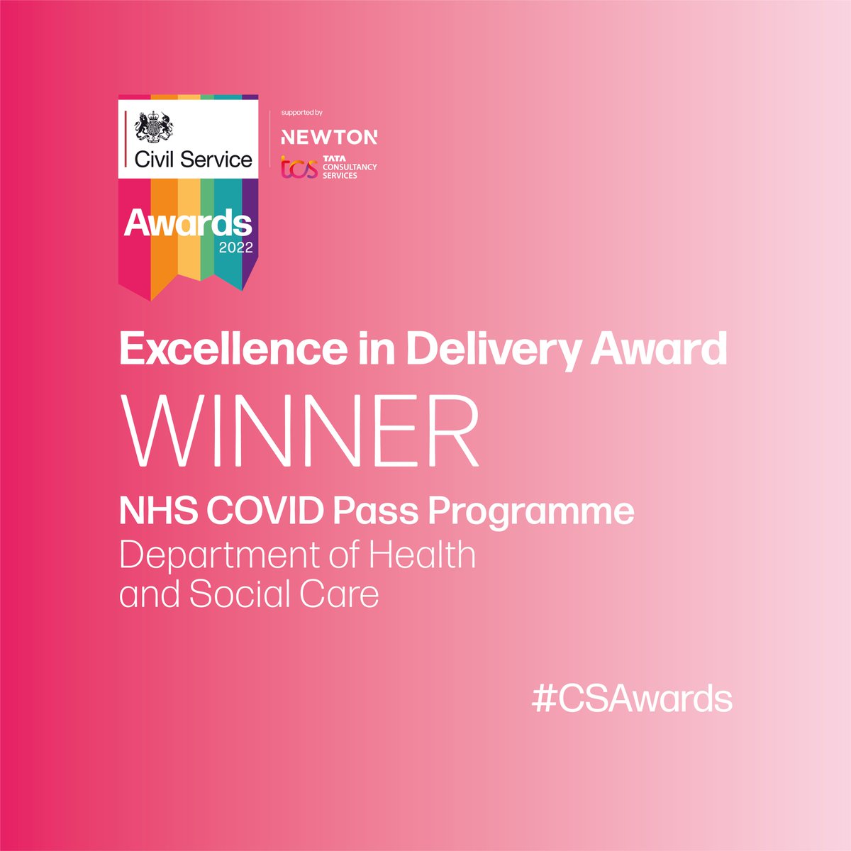 CSWnews's tweet photo. And the next award is the Excellence in Delivery Award which goes to the Covid Pass Programme @DHSCgovuk 

Presenter Peter Schofield says he was blown away by the standard of all entries - thank you to all who were nominated and big congratulations to the winners
#csawards https://t.co/GLmMsgQnc1