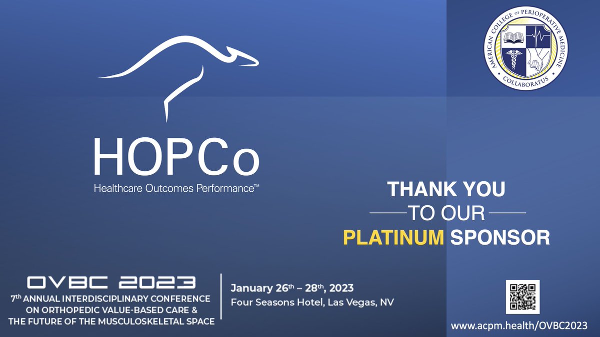 We are excited @HOPCo_21 will be a Platinum Sponsor for the 7th Annual #OVBC2023 conference and will speaking about Private Equity! Dont miss out! Register Today: lnkd.in/gpNKk45e

#acpm #privateequity #healthpolicy #healtheconomics #surgery #ascs #anesthesia #orthopedics