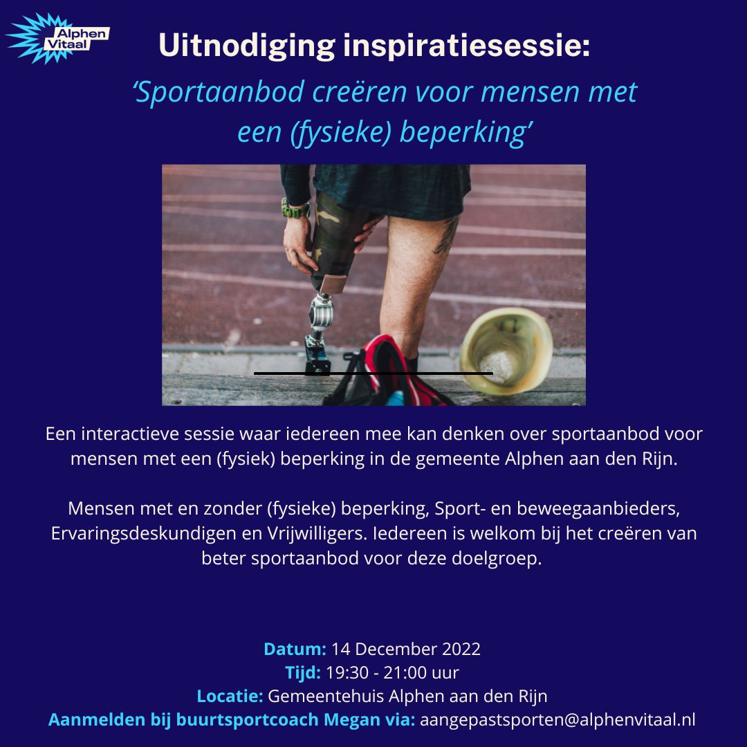 Welkom! #inspiratiesessie #aangepastsporten #alphenaandenrijn