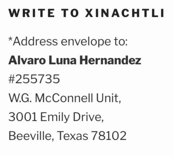#FreeAlvaroLunaHernandez #FreeXinachtli #FreePoliticalPrisoners @POTUS @GovAbbott