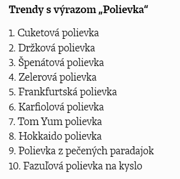 MatusDemiger's tweet photo. Dobré vedieť - Aké polievky v roku 2022 googlili Slováci? @dennikN  
https://t.co/GYqf2p0uWP https://t.co/MoIzltOzzm