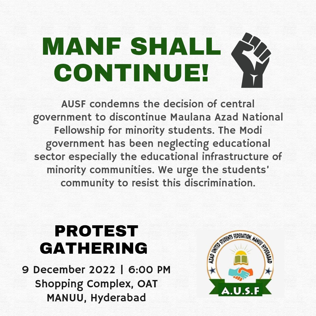 UmarFaruqQuadri's tweet photo. #MANF #protest #gathering 
#MANUU #AUSF https://t.co/wnhWHXGuOj