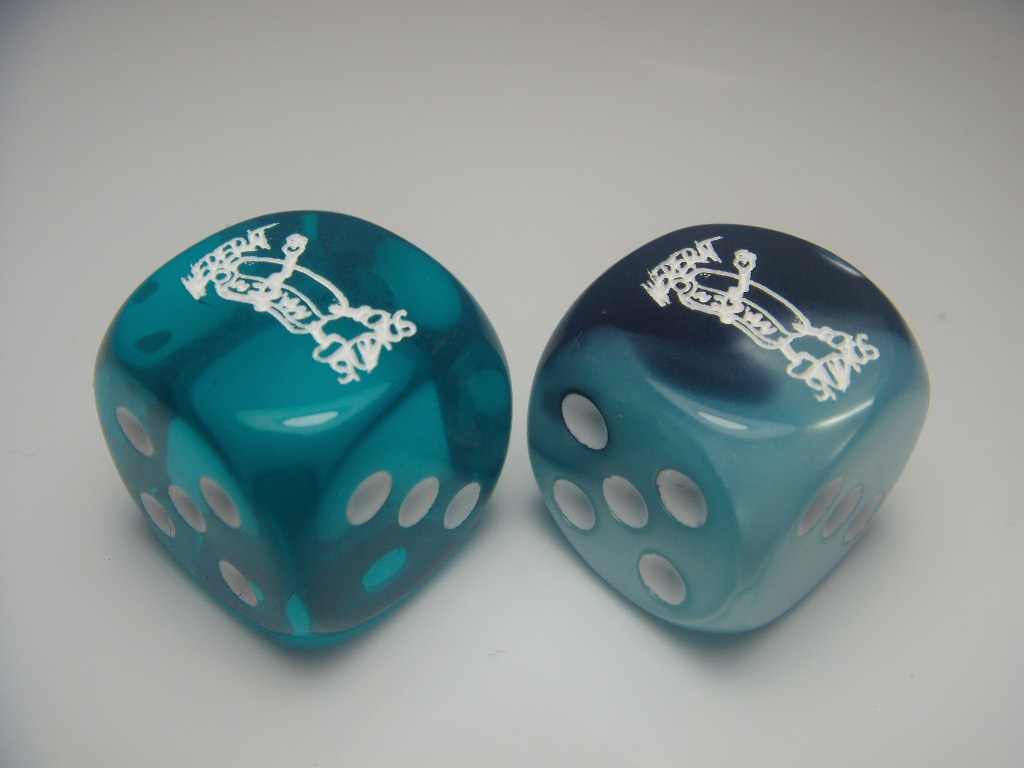 Some Dice Samples from Chessex. Because why not have dice with your own logo on them?