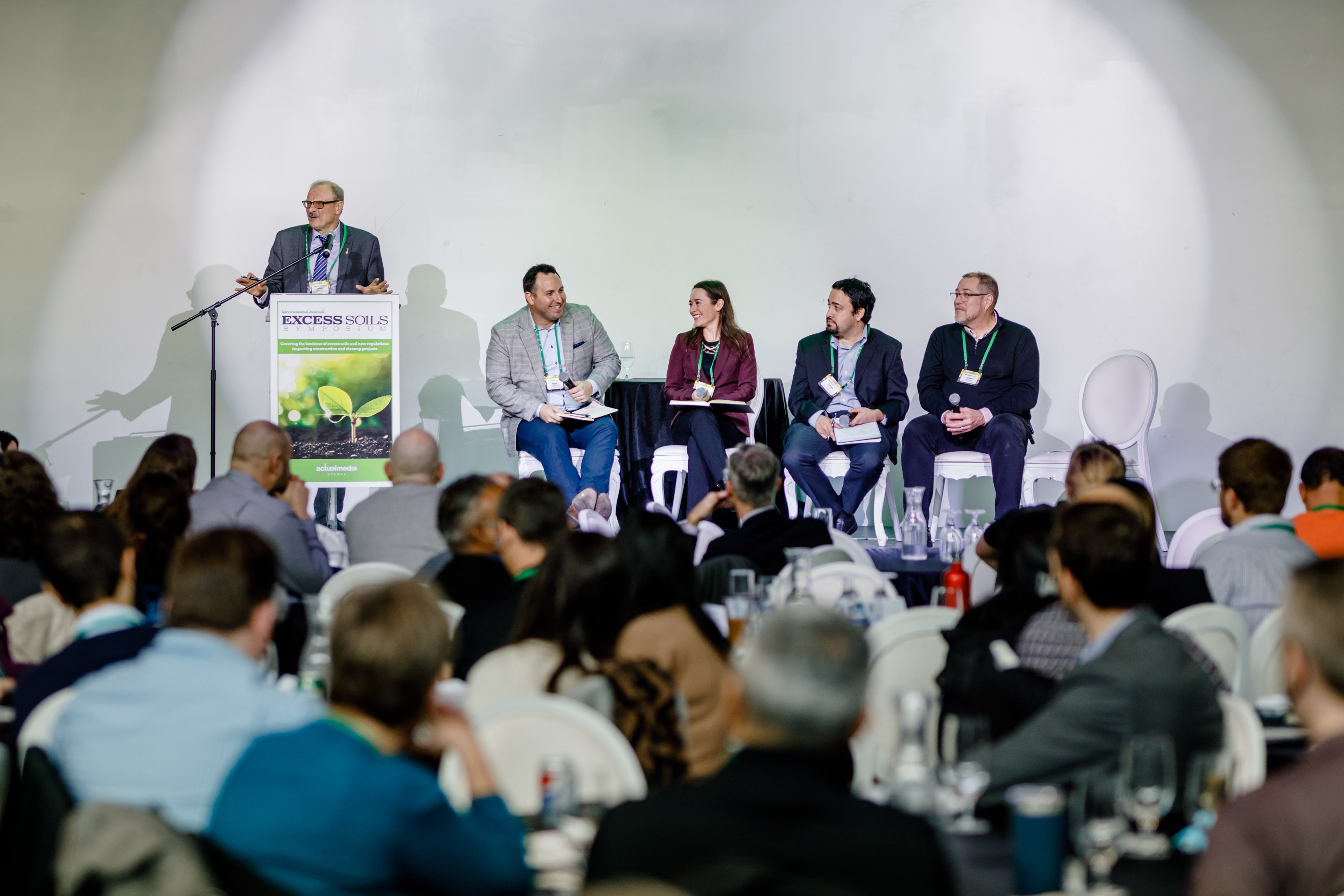 The Best Practices Panel at the Excess Soils Symposium, from left to right: Andy Manahan of Manahan Consulting Services, Ryan Moniz of GFL Environmental, Freesia Waxman of Grounded Engineering, Sanjay Coelho of the Ministry of Environment, Conservation and Parks, and Grant Walsom of XCG Consulting Limited. For further information: https://environmentjournal.ca/excess-soils-symposium/