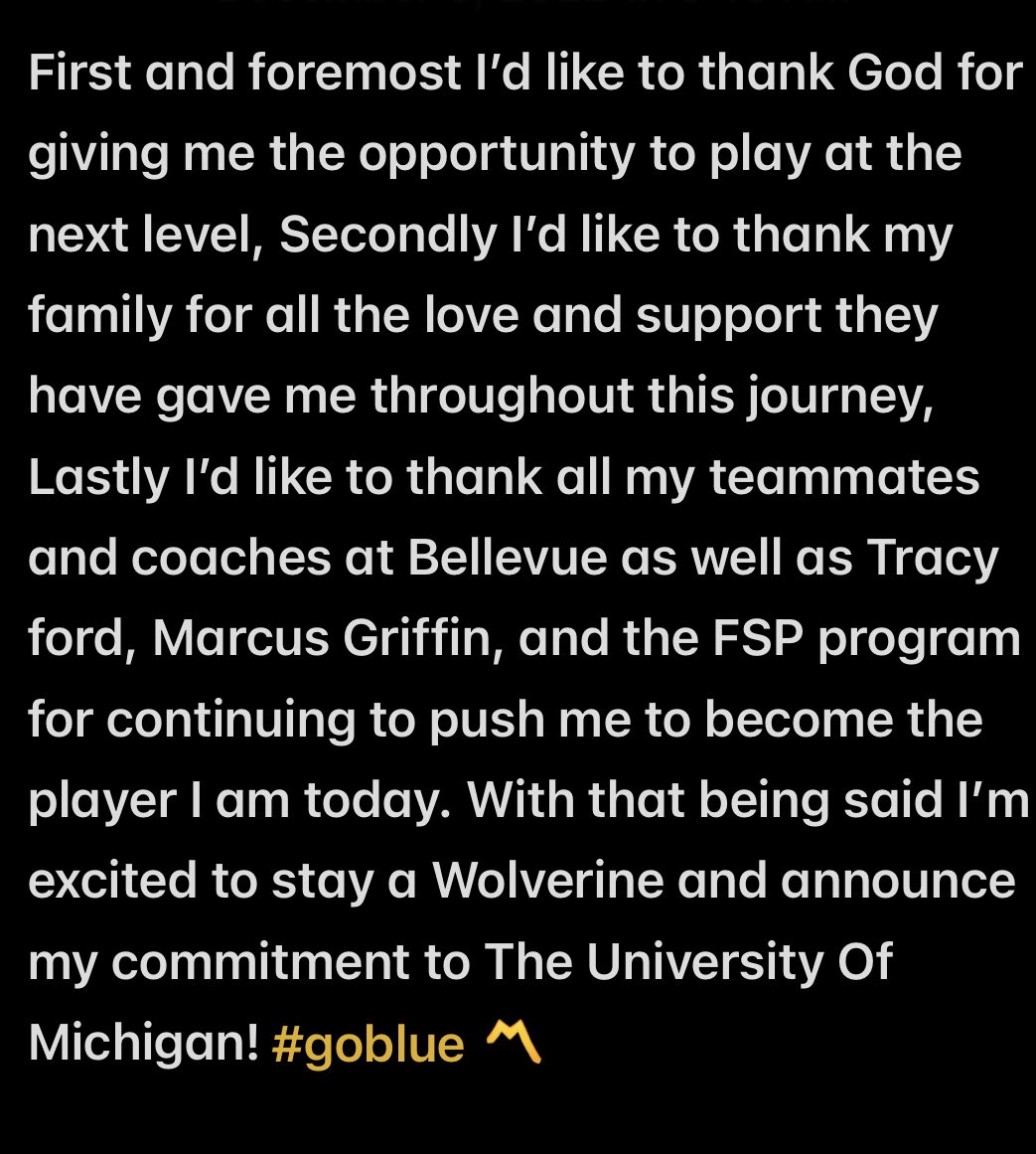Commited 〽️ <a href="/BrandonHuffman/">Brandon Huffman</a> <a href="/TFordFSP/">Tracy Ford</a> <a href="/RealMG96/">Marcus “MG” Griffin</a> <a href="/CoachMcKinney20/">Lorenzo McKinney</a> <a href="/BellevueFB/">Bellevue Wolverines Football Family</a>