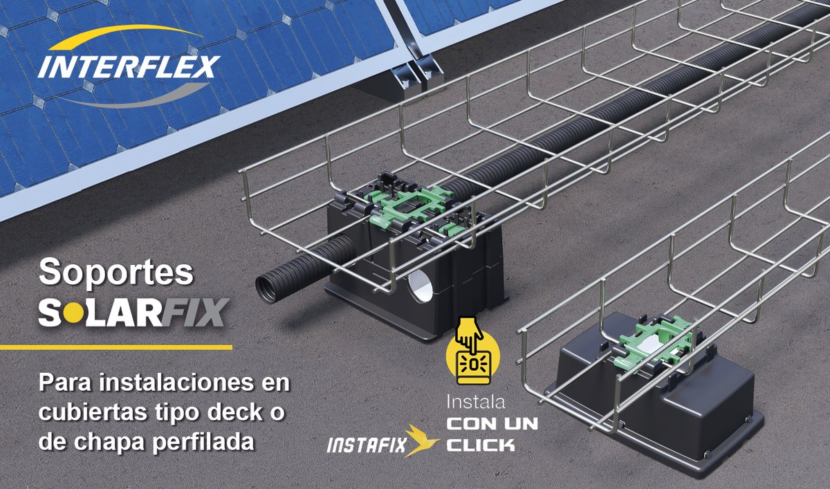 ElectroStocks's tweet photo. 📢 #GESBLOG: #Interflex: Gama de soportes SOLARFIX para instalación de bandejas en techos tipo deck o de chapa sin necesidad de perforar
https://t.co/iOKm8GwpF0
#GES #GESCoreProgram https://t.co/iW2yAEelXU