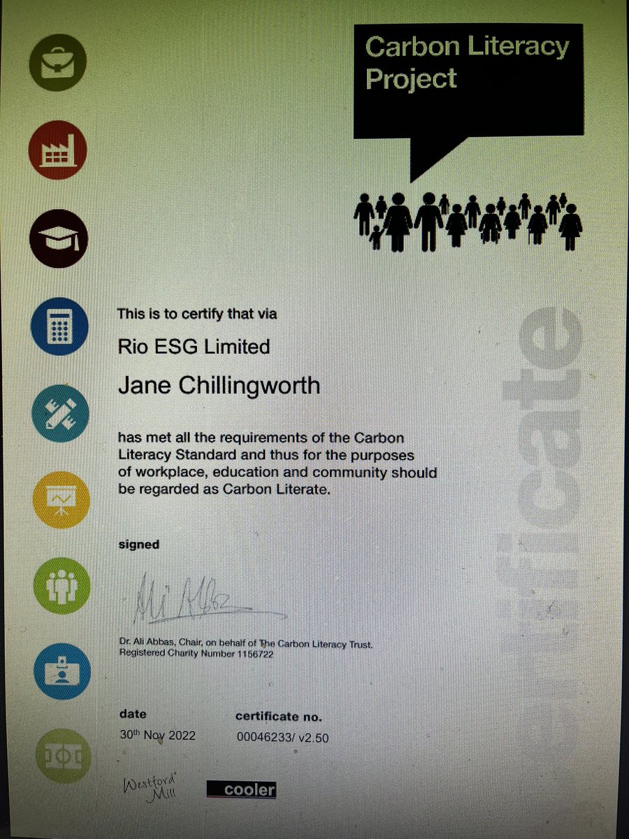JChillingworth's tweet image. Delighted to share that I have been certified as Carbon Literate. I thoroughly recommend this very effective training from the Carbon Literacy Project. #SustainFE #ESD #Sustainability