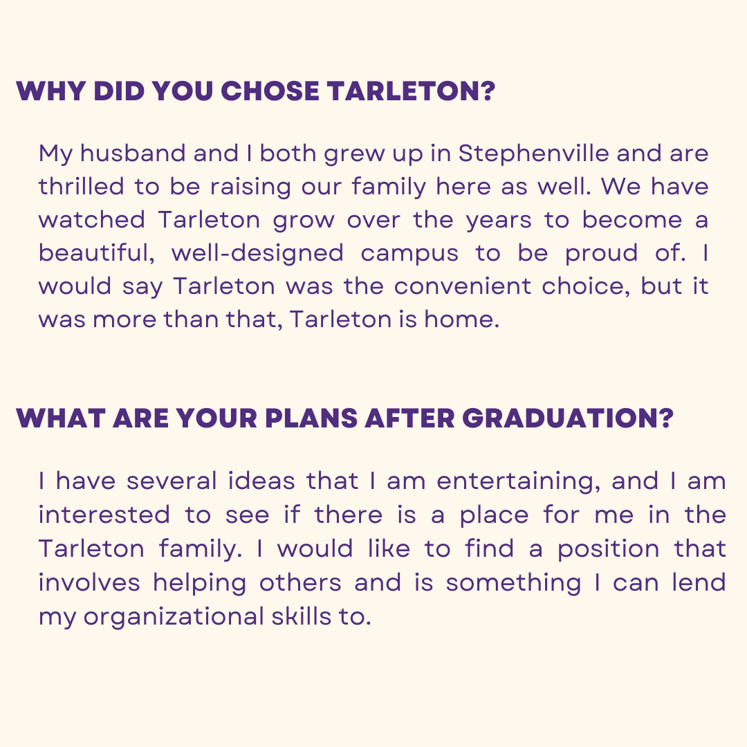 COBTarleton's tweet photo. 1 DAY UNTIL GRADUATION!!
Recognizing another Outstanding Graduate, Kristi Cortez! Congratulations to Kristi and we wish you the best of luck in all your future endeavors!
#TarletonGrad #BleedPurple #Outstanding https://t.co/nBqYE4ETxe