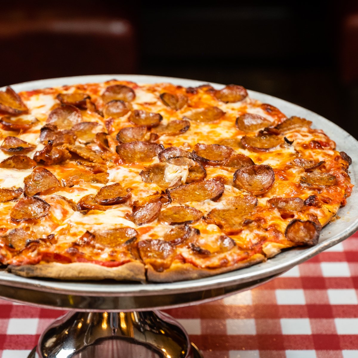 Oh, the weather outside is frightful, but our pizza is so delightful. 🎶  #WhatHorse? 🤷‍♀️🤷🤷‍♂️🍕🐎?  #KinchleysTavern #CheckeredTabletops #KinchleysPizza #ThinCrustPizza  #Kinchleys #Pizza #FullBar #KinchleysNJ #FamilyFriendly #KinchleysThinCrust #LocalFavorite #RamseyNJ