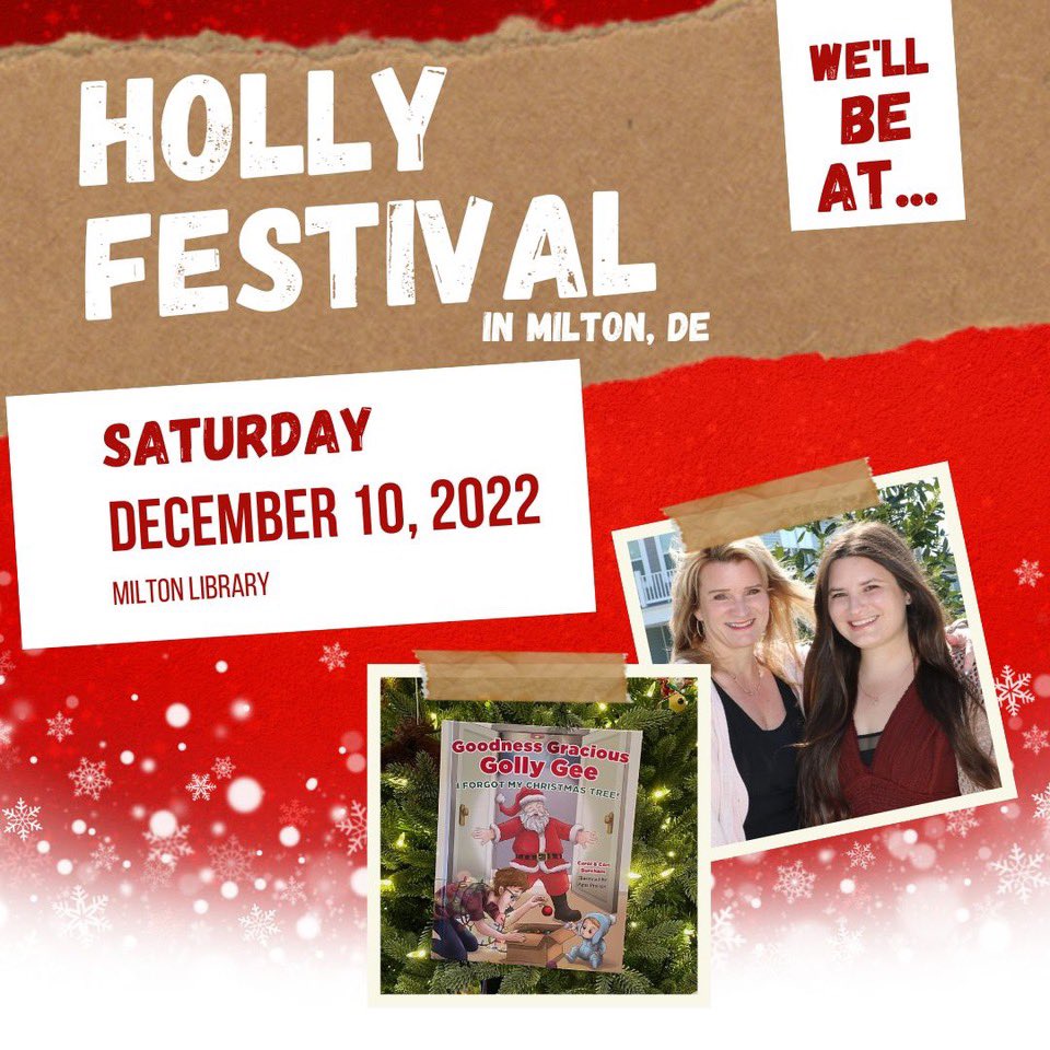 ✨New event! 🤩

We’ll be joining the vendors located in the Milton Library this year for the Holly Festival between 9 am &amp; 3 pm!

#goodnessgraciousgollygee #vendor #hollyfestival #miltonde #christmasbooks #childrensbooks #meettheauthor #supportsmallbusiness #shopsmall
