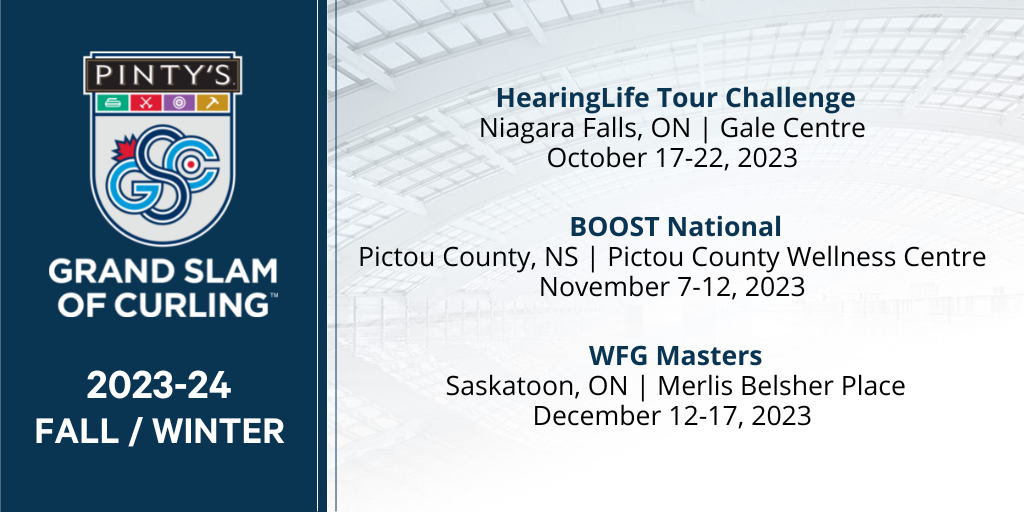 Circle your calendars, curling fans! Pinty's Grand Slam of Curling has released three event dates for the 2023/24 season. 

More details 🔽
thegrandslamofcurling.com/dates-location…