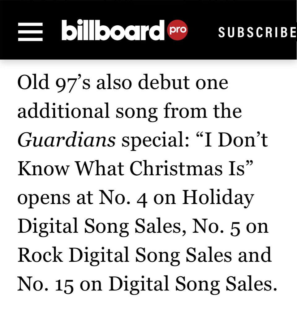 JamesGunn's tweet photo. It's a real dream come true to have co-written a charting song. cc @rhettmiller @Old97s #GuardiansoftheGalaxyHolidaySpecial https://t.co/6qVncBpKQu