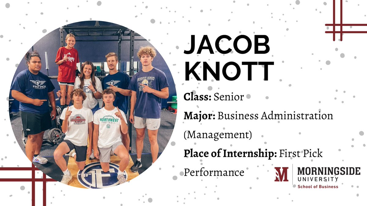 MsideBUSN's tweet photo. Meet Fall Intern, Jacob Knott!
Jake has an internship with First Pick Performance in Omaha, Nebraska working as a
trainer and helping out ownership as much as he can. Jake is learning everything he
can about the gym and training scene in Omaha.
#FirstPickFam #1sUp #RollStangs https://t.co/xrSji2rX1Z