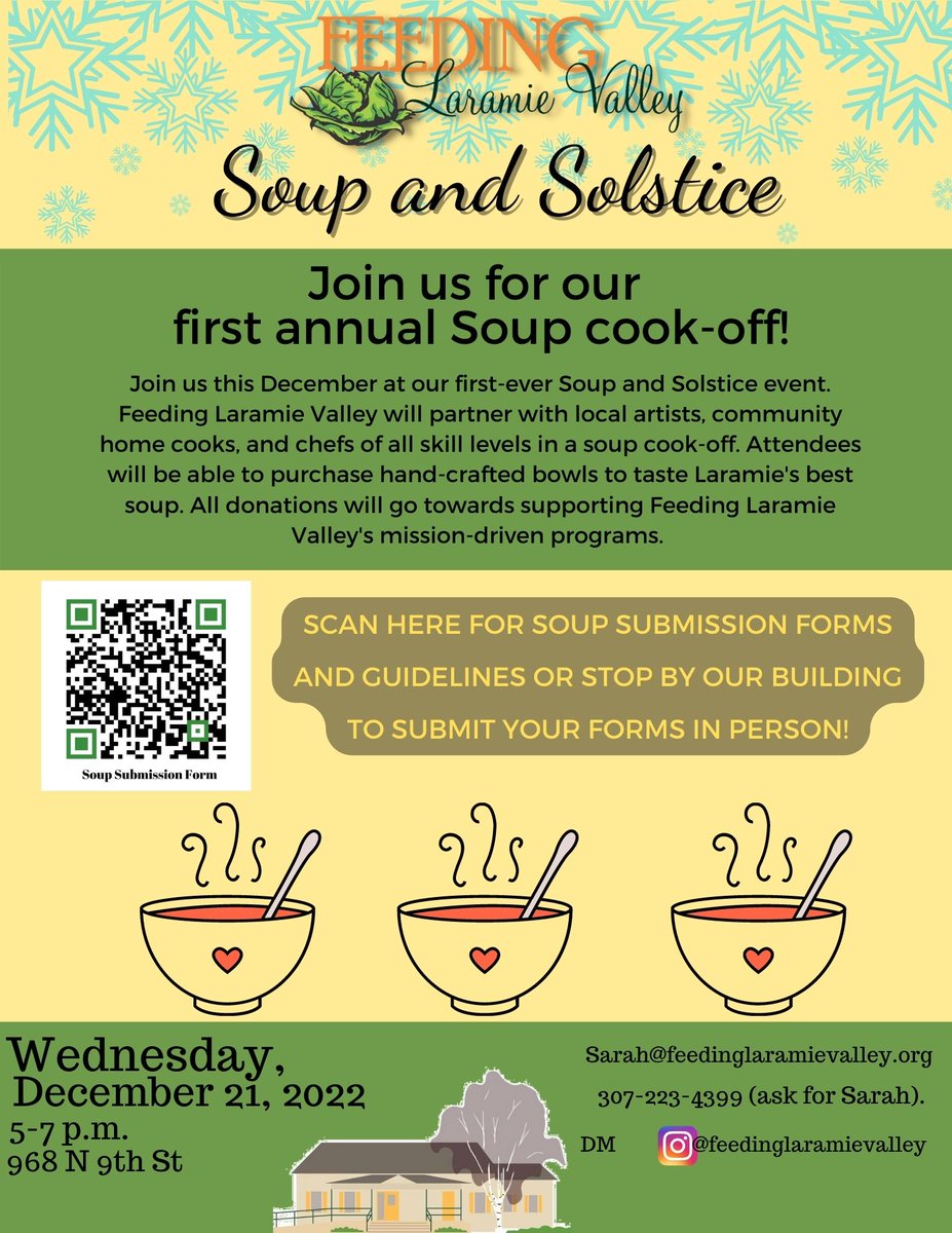 FeedLarValley's tweet photo. Join us for Soup and Solstice! Our first annual cook-off! Follow the link for more information, as well as sign up, and entry forms!  https://t.co/Qyhd7KJ9B1 https://t.co/MLge51t9RD