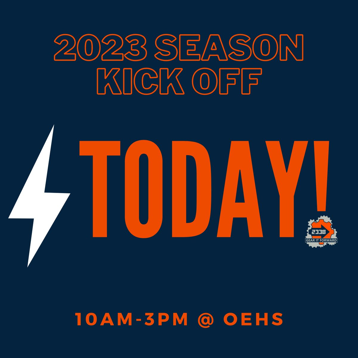 FIRST2338's tweet photo. ARE YOU READY?! THIS IS IT! WE'RE #CHARGEDUP FOR KICKOFF! DOORS OPEN AT 10AM. CAN'T WAIT TO SEE EVERYONE THERE! WATCH IT WITH US https://t.co/LUfGUwfAsk #FIRSTisForEveryone #omgbots https://t.co/SK7aQdNFE7