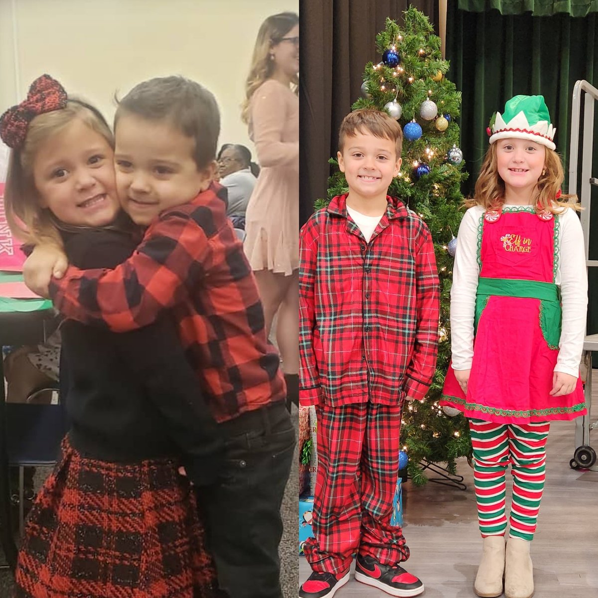 MrsDuffala's tweet photo. Nothing like sweet second graders at their Christmas concert! Oh, and these two pre-k pals then and now. https://t.co/FyStGTvbVW