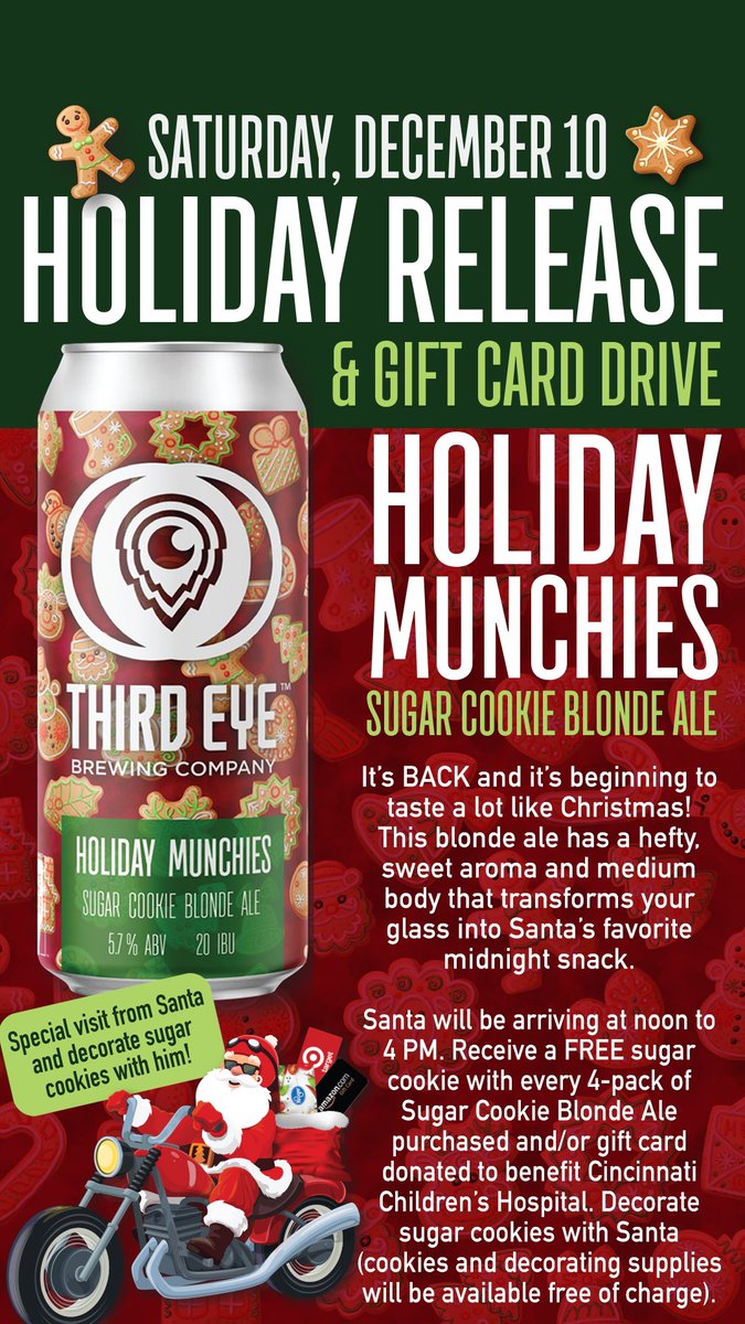 ThirdEyeBrew's tweet photo. Have you been NAUGHTY or NICE this year? Join us this weekend for some Christmas debauchery! For more info visit https://t.co/ze7gTeHWnR and https://t.co/mzeWh7s7Y1. Hope to see you this weekend! 

#GoodThingsAreBrewing #HolidayMunchies #DarkSorcery #GoodThingsAreCooking https://t.co/x7I48eCYio
