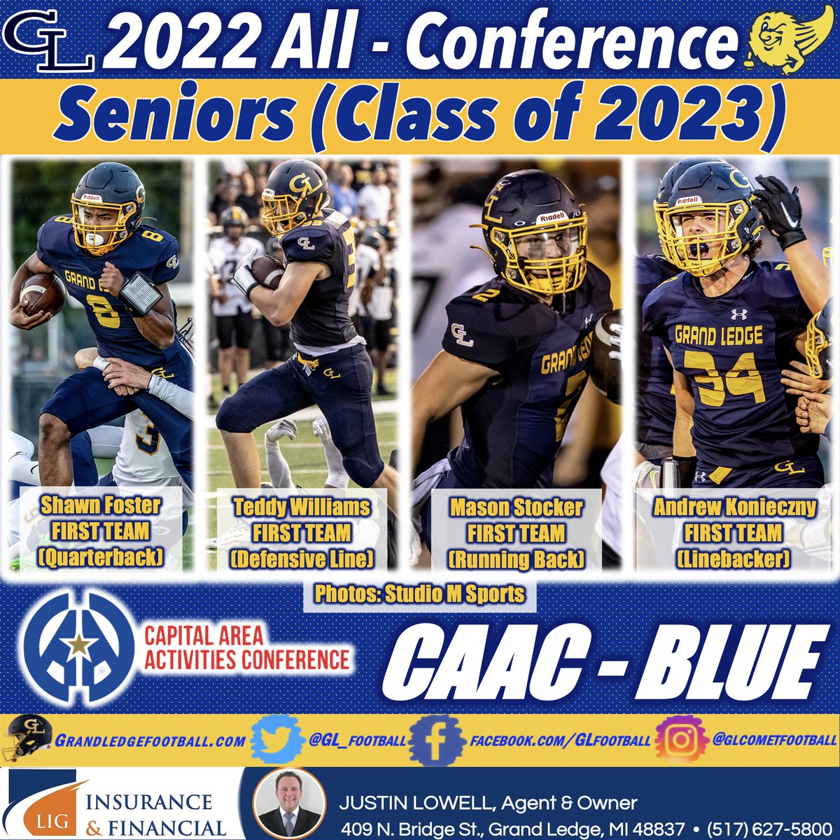 Posts today recognize 10 All-Conference players.
Lastly: Shawn Foster, Teddy Williams, Mason Stocker, Andrew Konieczny.
Shawn Foster 1st Team a 2nd straight year. He was a 3-year-starter. Last year, all-conference for DB while also playing wide receiver last 2 years. (1/4)