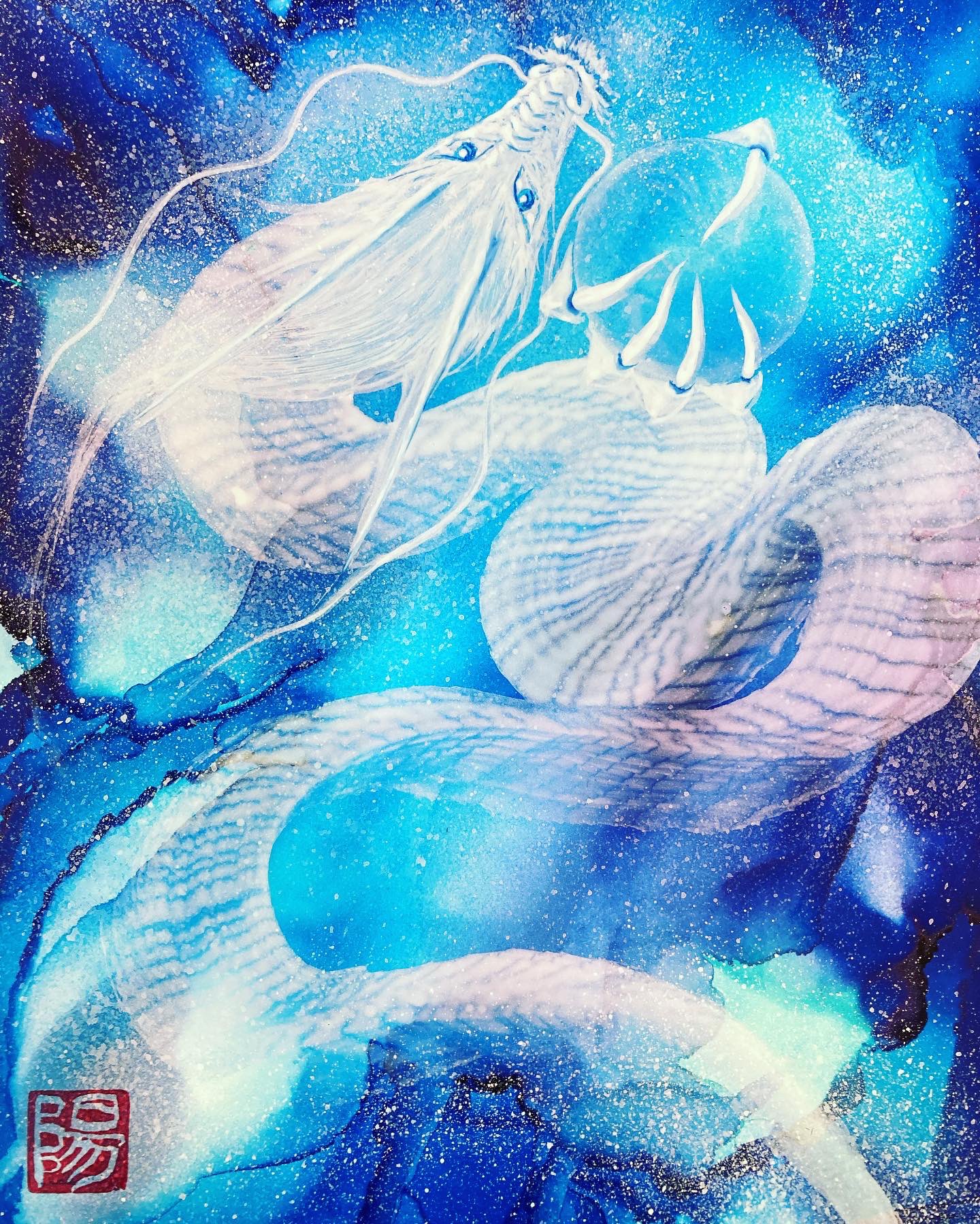 龍神」開運絵画 手描き 一点物 額付き