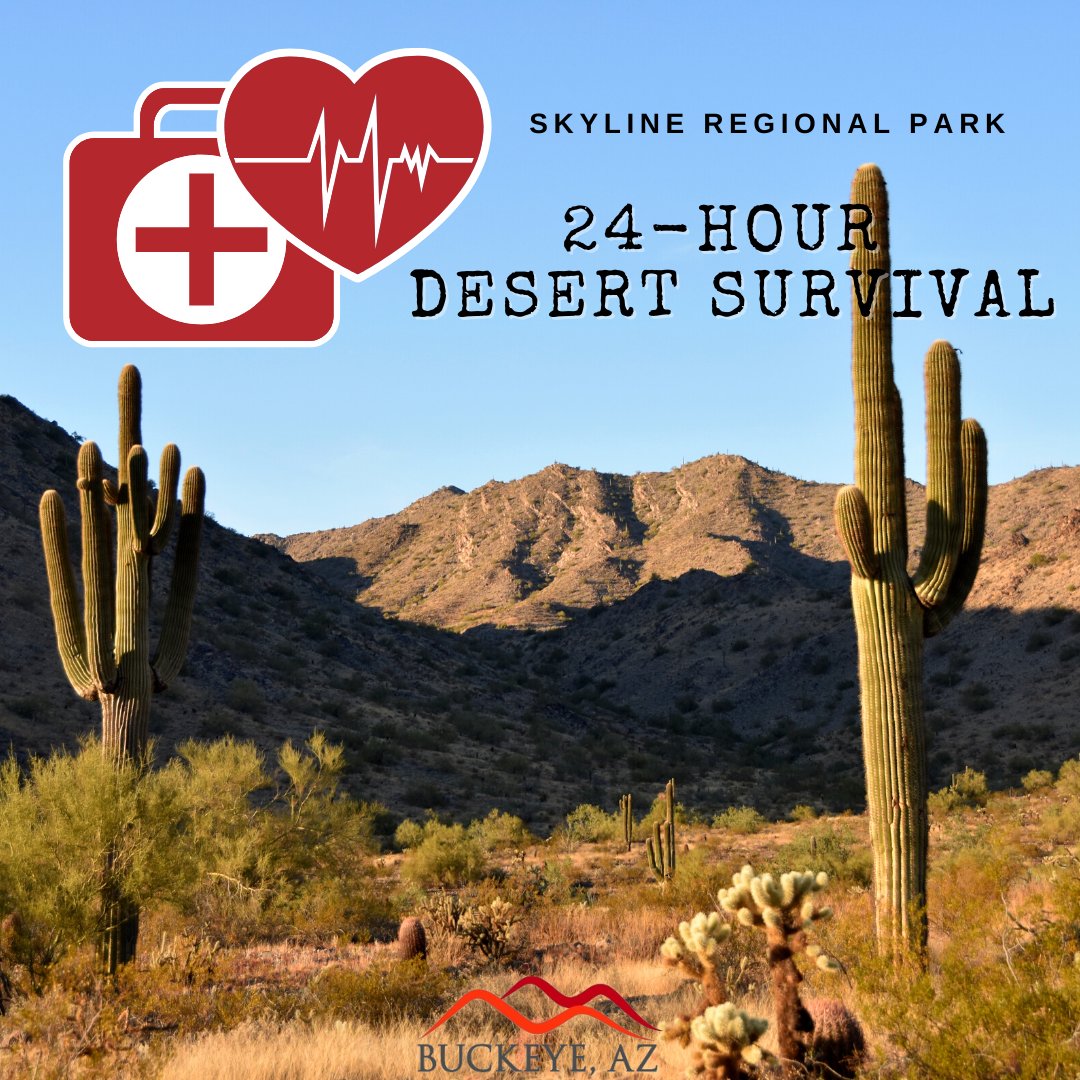 December 14th from 4:30-5:30 p.m. Free to attend, registration required 👉 bit.ly/buckeyeoutdoor… Attendees will learn basic 24-hour emergency 🚨 desert survival skills, including what to pack in a survival kit, building a fire 🔥 and shelter, and signaling for help.