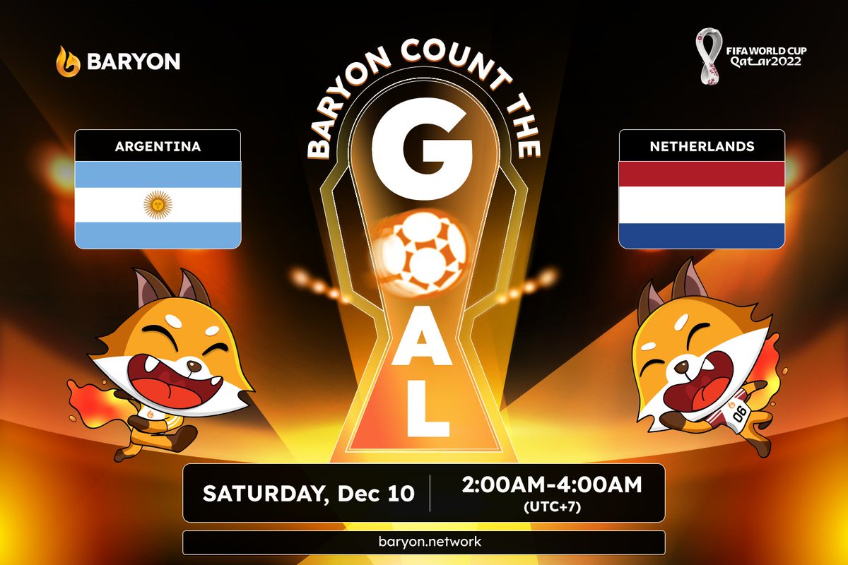 📣 Can #Messi &amp; his teammates continue their championship journey?

🇦🇷ARGENTINA vs 🇳🇱NETHERLANDS 
Who's gonna go to the Semi-Finals of #FIFAWorldCup2022 

🎁100 #C98 for the 2 fastest winners
👉Follow,❤️ &amp; RT this post
👉Cmt your score prediction 

Enjoy the match with #Baryon🦊