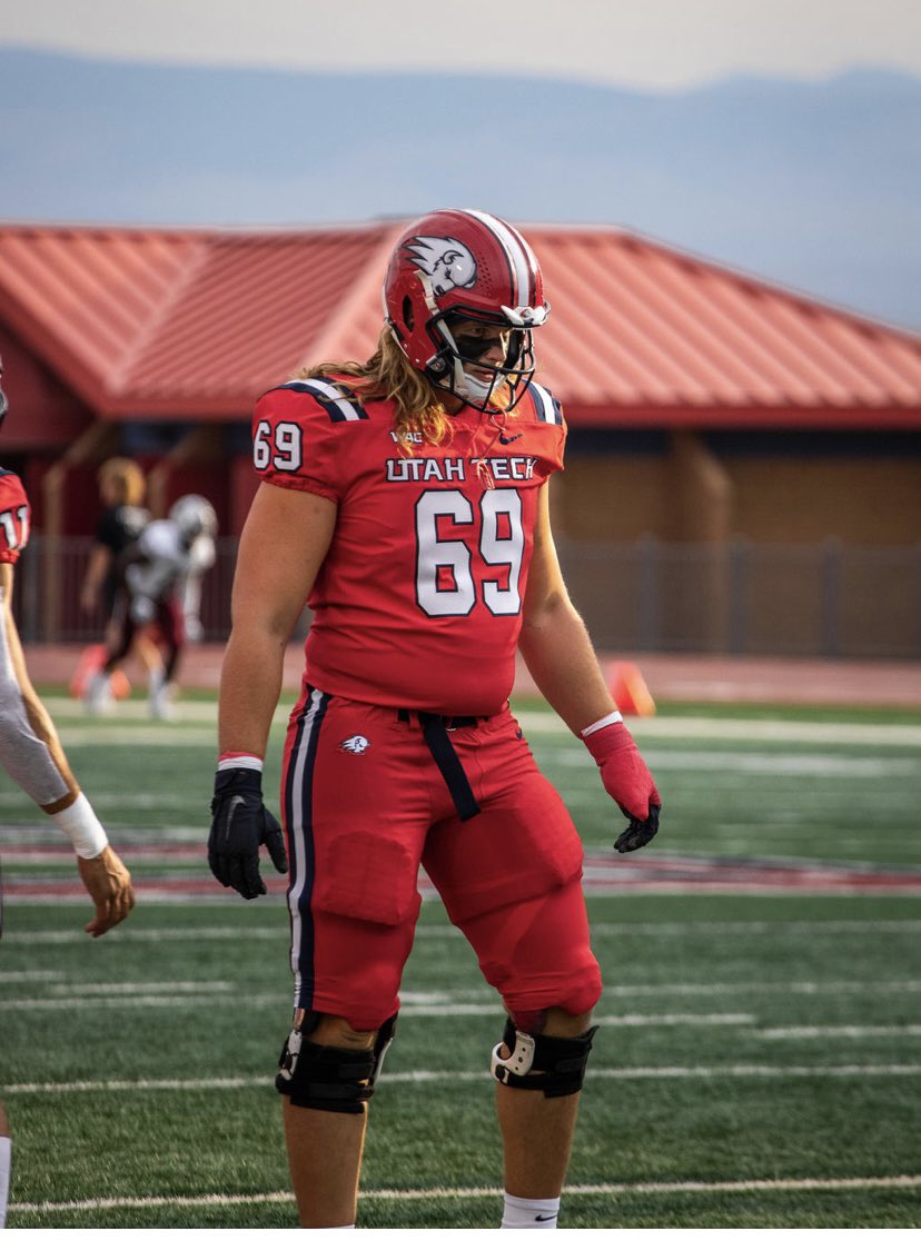 cannon186's tweet photo. I would like to announce that I have officially entered the transfer portal. Thank you utah tech for the past 3 years. 
6'6 290lb Offensive tackle
3 years of eligibility remaining
3.75 GPA https://t.co/jnDzUI8rM3