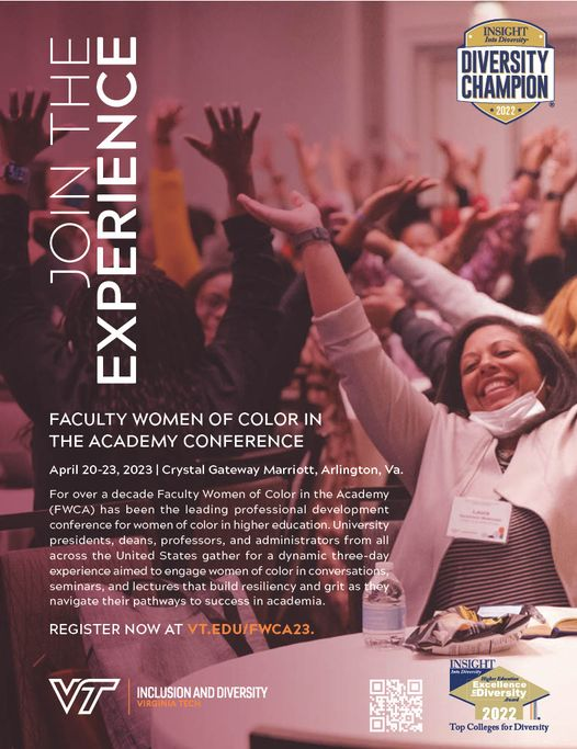 vtfwca's tweet photo. Be sure to check us out in this month’s edition of Insight into Diversity!
#FWCA2023 #FWCA23 #SisterScholars #SupportWomenofColor #VirginiaTech #Hokies #VirginiaTechFWCA https://t.co/QX8VvjJxiS
