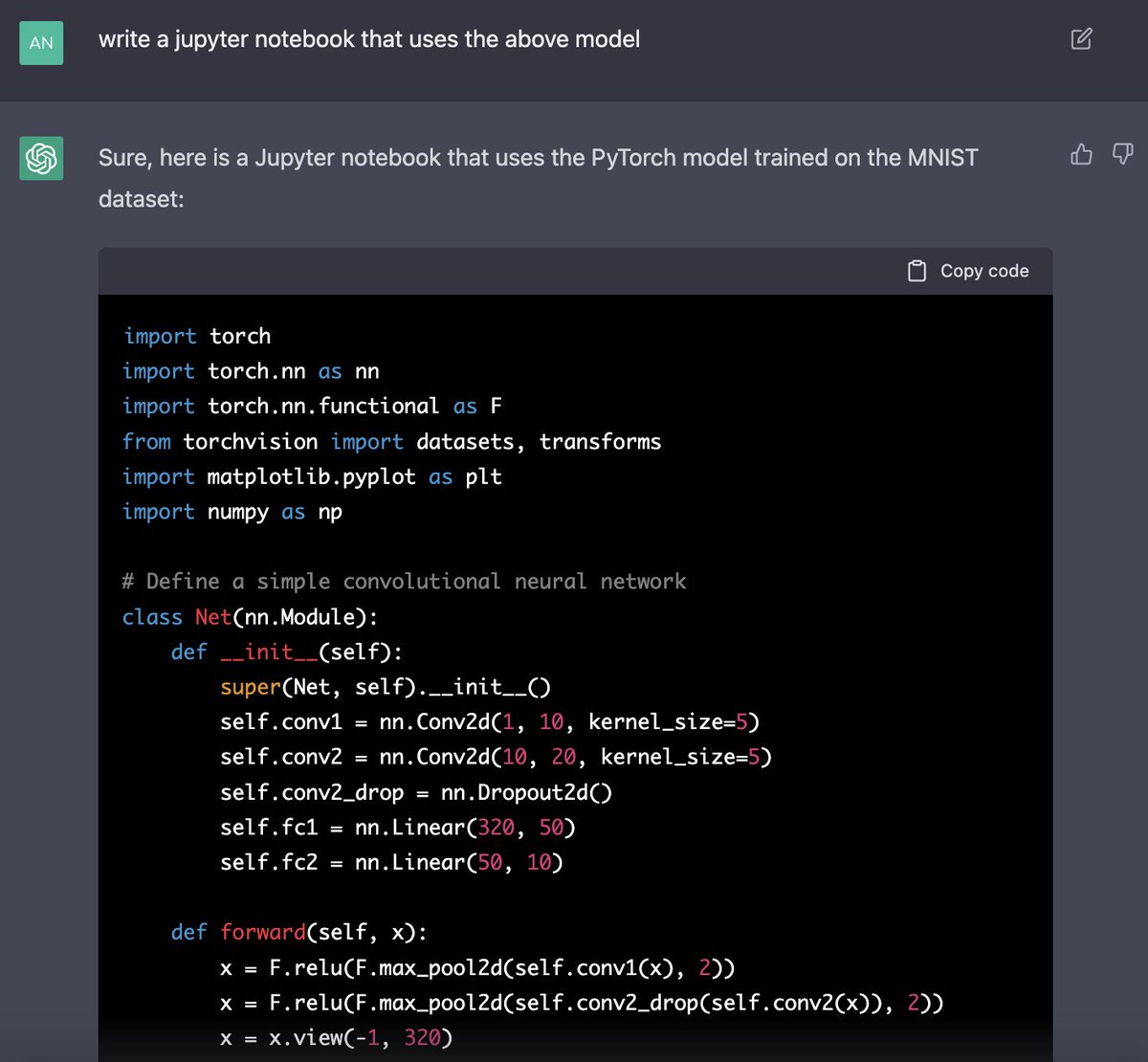 mostlyfnctional's tweet image. Just used ChatGPT to train and demonstrate a neural network for digit recognition and it worked like a charm! My mind is now a smoldering crater. #AI #neuralnetwork #digitrecognition #ChatGPT #mindblown