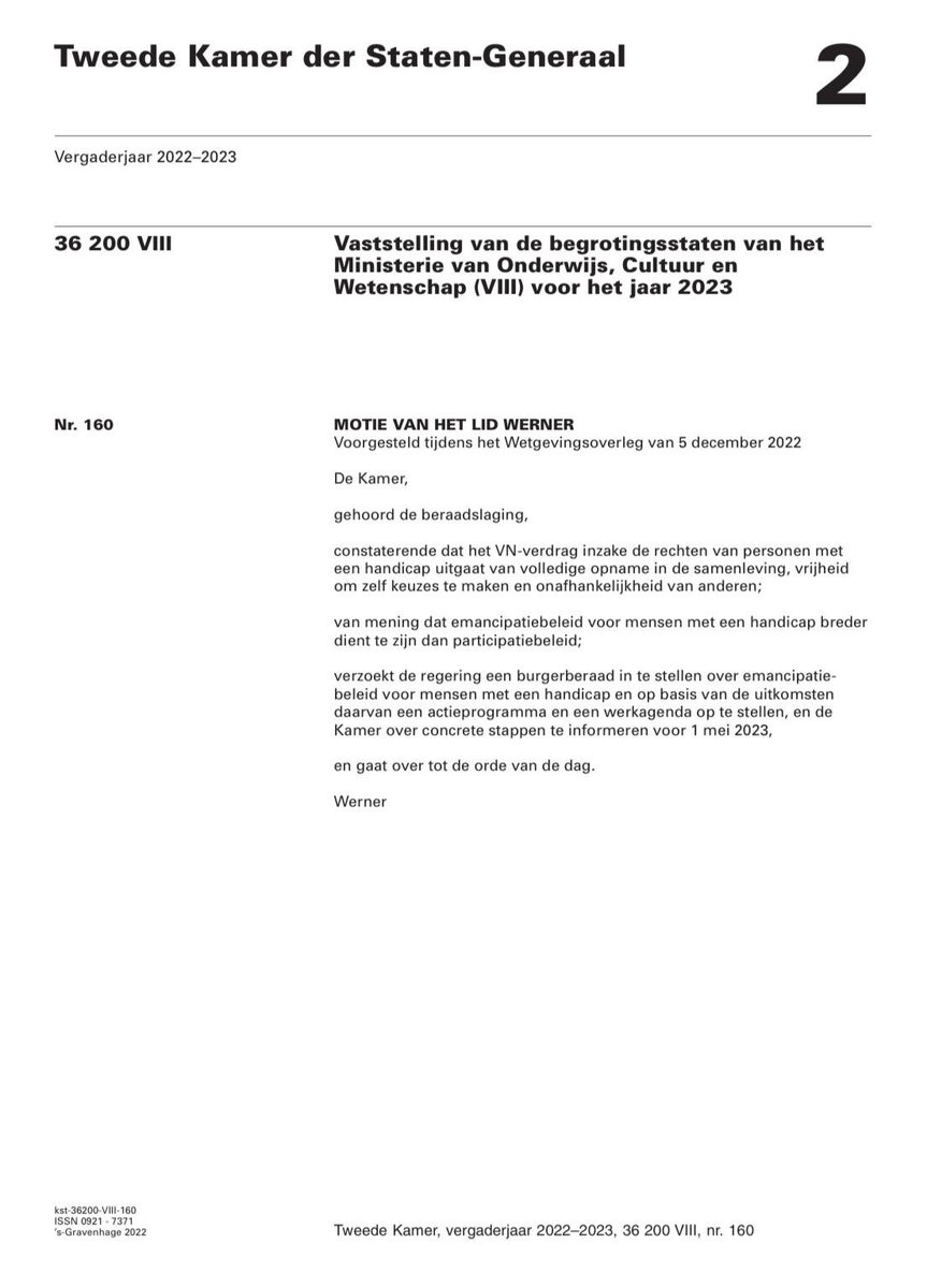 A11yImage's tweet photo. @AnythingMaureen @LucilleWerner @MHempenius @RHDijkgraaf @ImageAltText @get_altText @AltTextUtil I embedded a (truncated) description: "1. From text recognition: Tweede Kamer der Staten-Generaal Vergaderjaar 2022-2023 36 200 VIII Nr. 159 kst-36200-VIII-159 ISSN 0921-7371 's-Gr ..."
Full text at https://t.co/bQmevBSf6P
What are image descriptions? https://t.co/KFjTgFgpMa https://t.co/KJ0AluMvzf