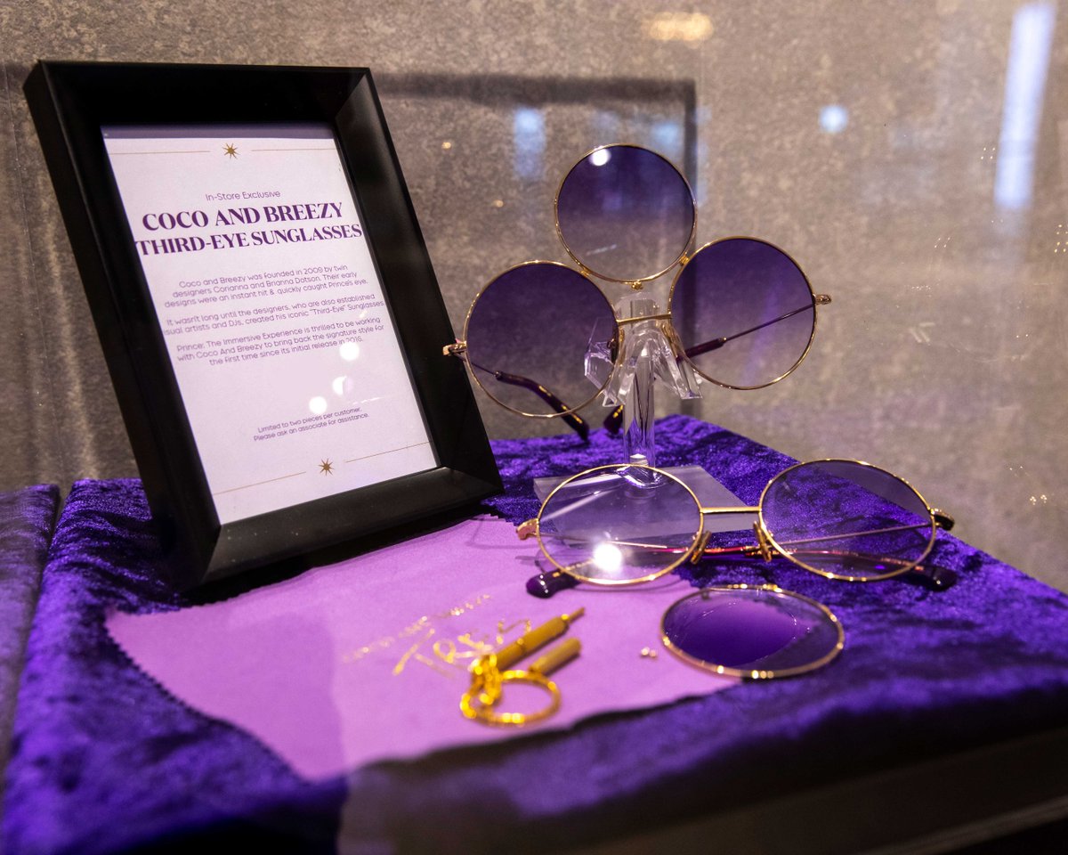 Prince had an eye for emerging talent. He tapped Minnesota twins <a href="/cocoandbreezy/">Coco and Breezy</a> to create his “Third-Eye Glasses,” meant to shield the mind’s eye. 

We are pleased to offer a limited edition recreation to fans, exclusively through our merch store. princetheexperience.com/products/third…