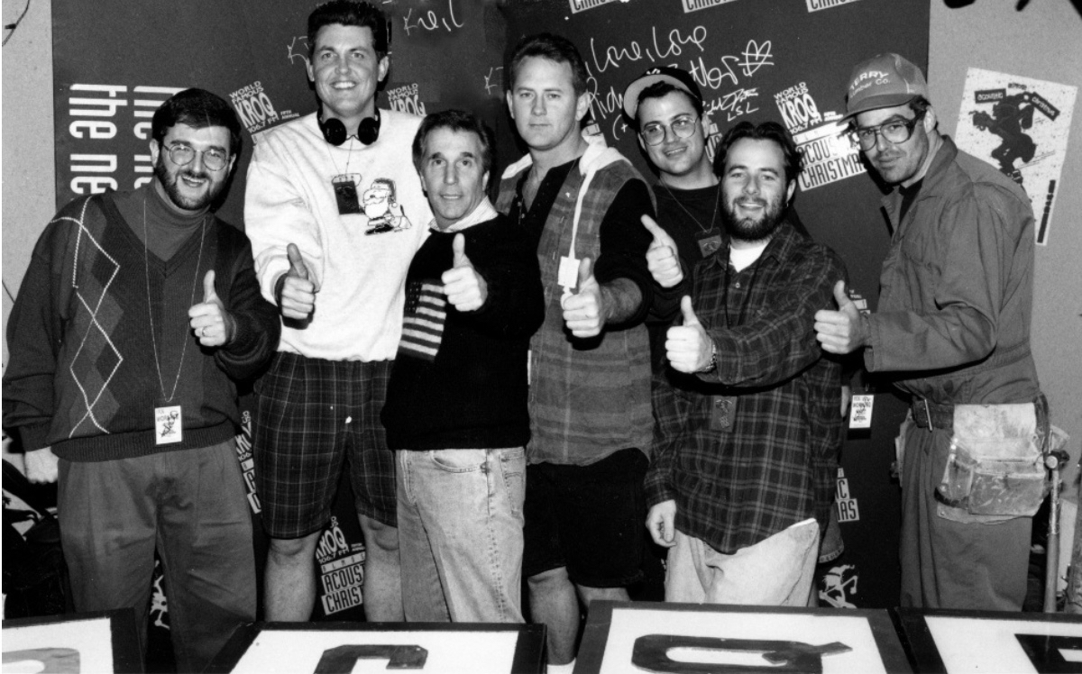 #tbt <a href="/hwinkler4real/">Henry Winkler</a> <a href="/FrankMurphyCom/">Frank Murphy</a> <a href="/clydetombaugh/">Gene “Bean” Baxter 🇬🇧</a> <a href="/jimmykimmel/">Jimmy Kimmel</a> <a href="/kroqslightning/">Jay Tilles</a> <a href="/adamcarolla/">Adam Carolla</a>