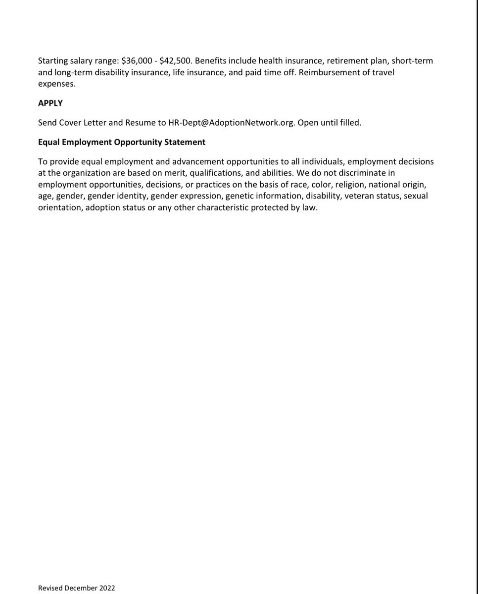 JCUNonprofit's tweet photo. Adoption Network Cleveland is seeking a Donor Engagement Specialist! 

For more information please see the images below: https://t.co/qAkOoZWIlD
