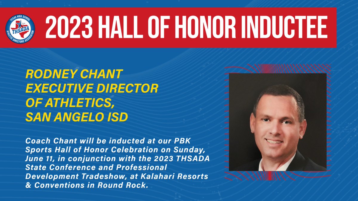 OfficialTHSADA's tweet photo. Congratulations to Rodney Chant, one of four members of our Hall of Honor class for 2023 -- approved by our Board of Directors today while meeting in Houston. @SAISD_Athletics https://t.co/1qokikayQl