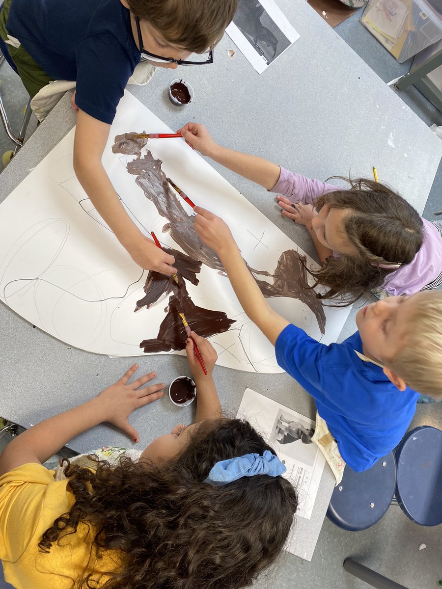 MaryKTapia's tweet photo. In our #discovery of #play we revealed descriptors such as unexpected, textured, exaggerated, and bright. We are on our way! The set will be installed tonight & the show’s in a week!! #LyonLearners #WeAreD34 #jumpacrosstheclouds #d34inquiry #collaboration https://t.co/IyLopPlupw