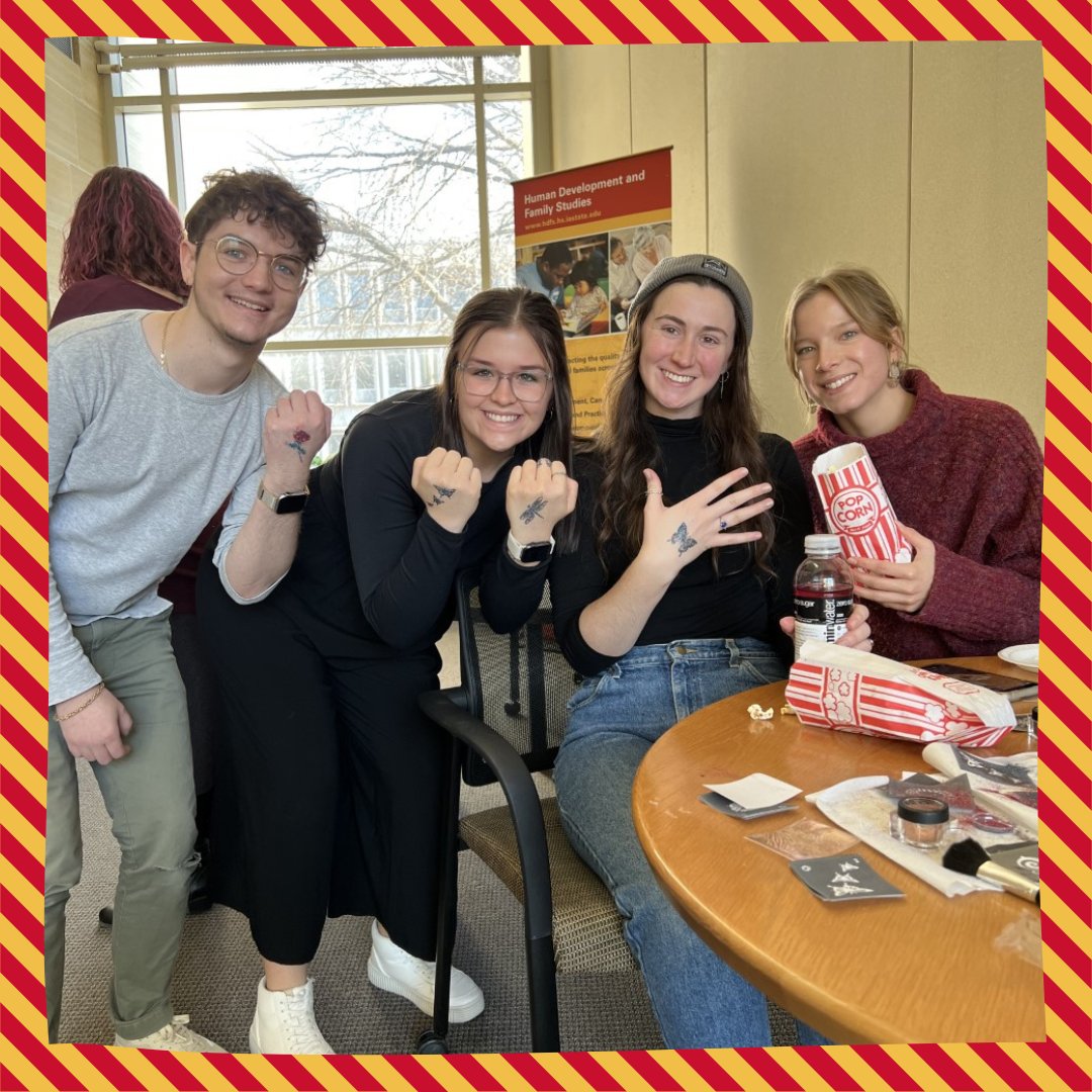 HDFS_iastate's tweet photo. HDFS students and staff participated in a fun popcorn party yesterday to celebrate prep week and blow off some steam! What better way to do that than eating popcorn, getting glitter tattoos, and playing giant Connect 4?!

Happy Prep Week! #HDFS #HDFSproud https://t.co/3gGpATZ2iB