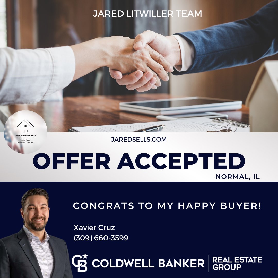 JaredLitwiller1's tweet photo. #congratulations to Xavier's buyer! If you are #househunting give Xavier a call today! (309) 660-3599
https://t.co/UEF9MlGB8y
Jared Litwiller Team
Coldwell Banker Real Estate Group
#buyahome #realestate #illinoisrealestate #blono #bloomingtonnormal #normalillinois https://t.co/P088rnaIjt