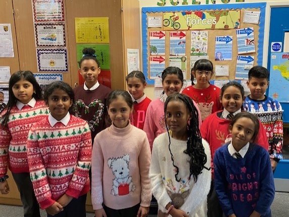 The children in Year 5 wore their Christmas jumpers to help to raise money for our Advent charity. Thank you for your generosity. #Christmasjumperday2022 #catholiclifehfb10 @HolyFamilyYear2