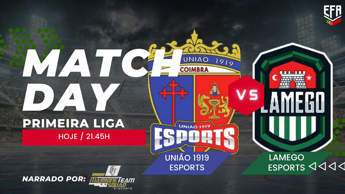 ⚽️🎮LIVE DA SEMANA🎮⚽️
            PRIMEIRA LIGA

Não percam a live destes jogos narrados por MTS e-Sports .

⏰️21H45⏰️
Clube União 1919 Esports  VS Lamego Esports 
Dupla jornada

🎥Assistam a  este  jogo no nosso canal da TWITCH

twitch.tv/efaportugaltv?…