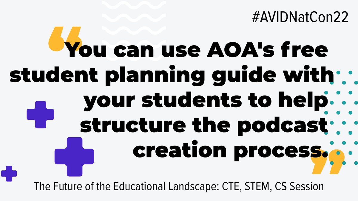Decided to start integrating podcasting into your lesson plans?

Here's a student podcast planning guide created by the Unpacking Education podcast team, which is made up of educators like you! bit.ly/podcast-student

#AVIDNatCon22