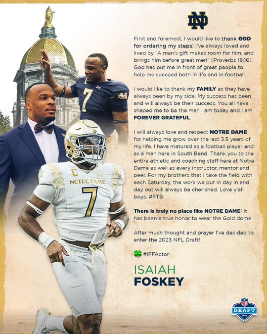 IFoskey's tweet photo. No Place Like Notre Dame!! ☘️ 
#IFFactor #FTB
•
All Glory To God https://t.co/O0340Rwqph