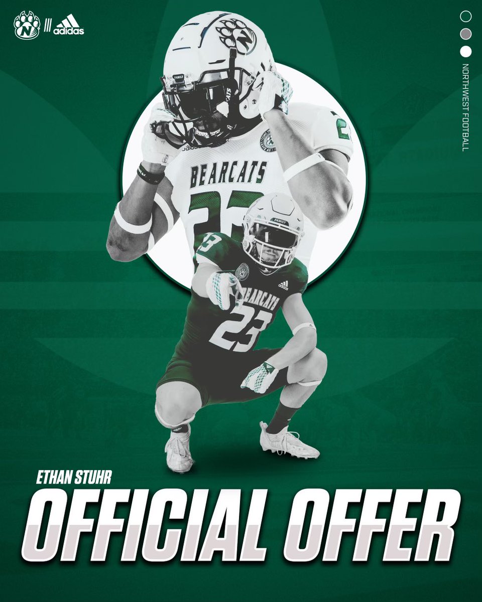 After a great conversation with <a href="/CoachBostNW/">Chad Bostwick</a> I am excited to have received an offer to continue my academic and athletic career at <a href="/NWBearcat_FB/">Northwest Football</a> !!