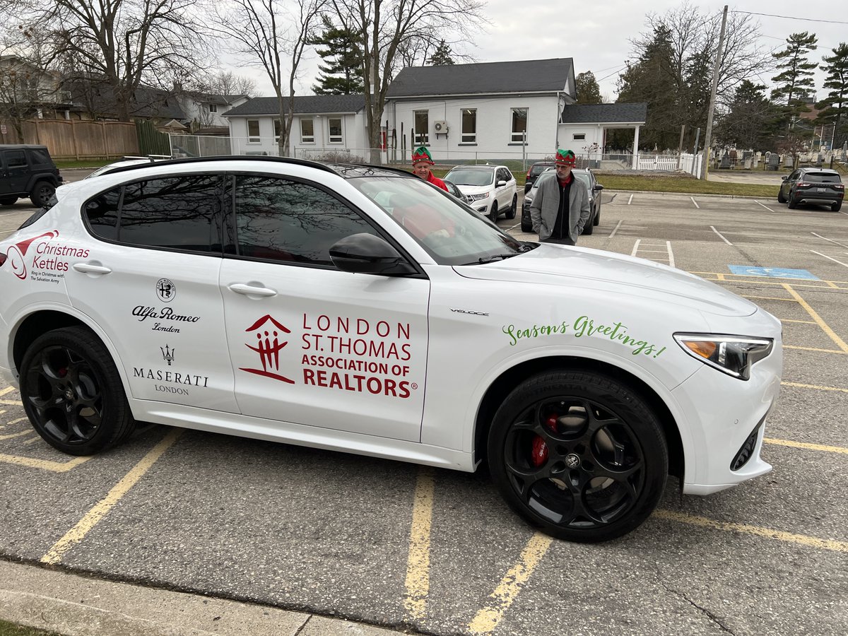lstartweets's tweet photo. HUGE THANKS to Alfa Romeo / Maserati of London for driving us around London today as we visited our LSTAR Members at their Kettles throughout the city! And especially to our amazing driver Matias!
#LSTAR #REALTORS #London #StThomas #SalvationArmy #ChristmasKettles #KettleDrive https://t.co/cIjbItWQhJ