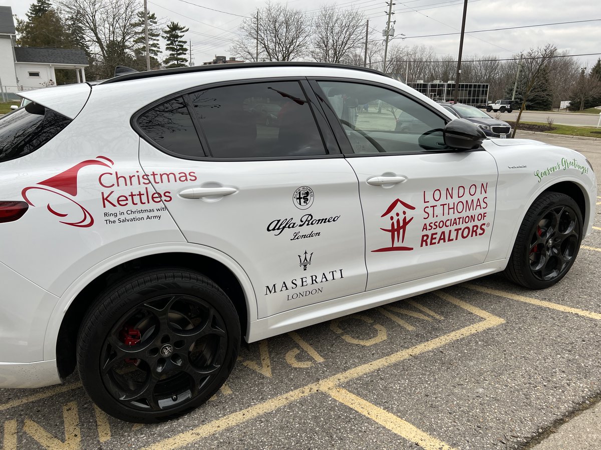 lstartweets's tweet photo. HUGE THANKS to Alfa Romeo / Maserati of London for driving us around London today as we visited our LSTAR Members at their Kettles throughout the city! And especially to our amazing driver Matias!
#LSTAR #REALTORS #London #StThomas #SalvationArmy #ChristmasKettles #KettleDrive https://t.co/cIjbItWQhJ