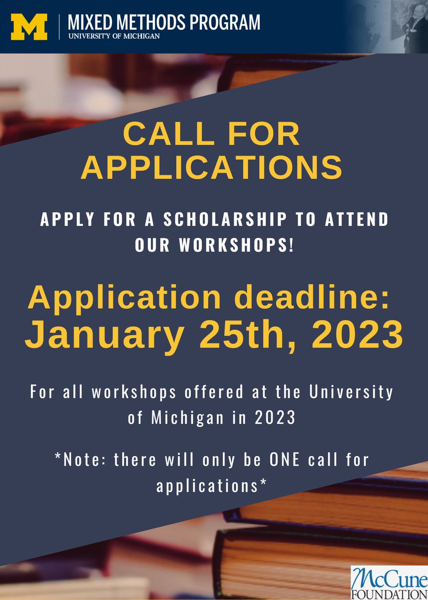 M3RSP's tweet photo. 🚨🚨🚨

Apply for the McCune Scholarship to attend any of the 2023 #mixedmethods workshops!

To learn more and how to apply visit: https://t.co/U6MuLFFRR3 https://t.co/6sJ7BkJ9aS