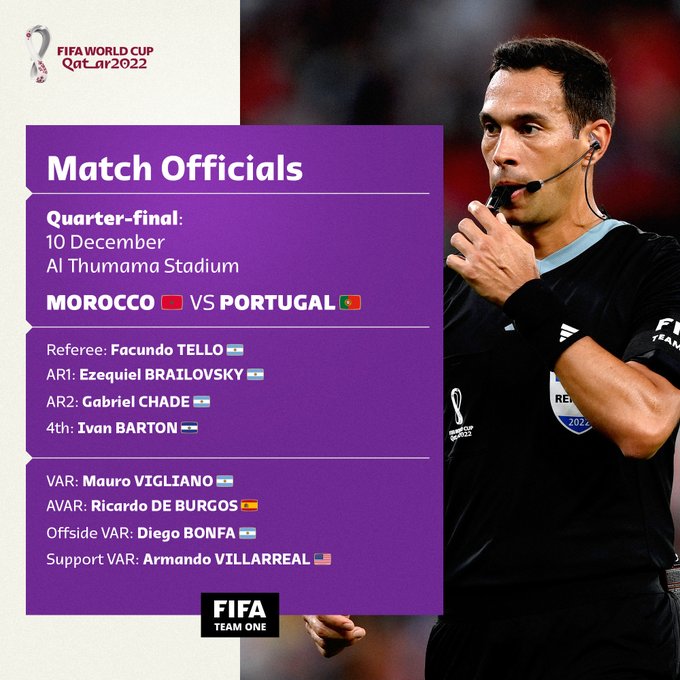 okdobleamarilla's tweet photo. 🚨#AHORA | El argentino Facundo #Tello dirigirá #POR - #MAR 

📌Estará acompañado por Ezequiel #Brailovsky y Gabriel #Chade como asistentes. En el VAR, Mauro #Vigliano y Offside VAR, Yamil #Bonfa

📌Será la segunda vez que arbitre a Portugal en el torneo. La anterior ante #KOR https://t.co/unqvkwJRgI