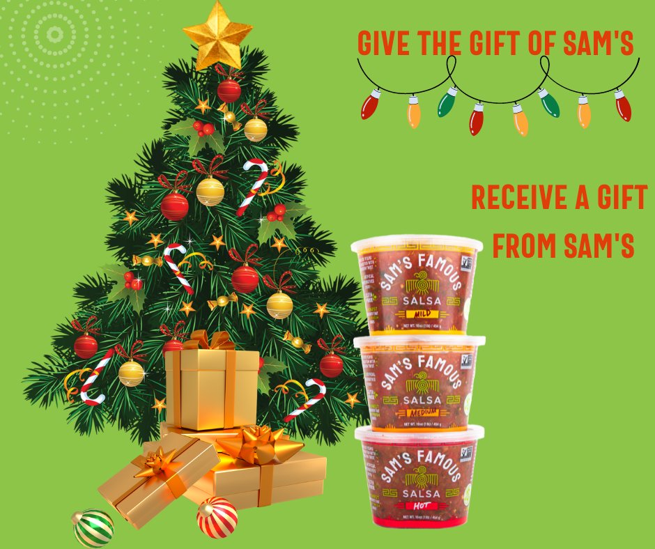 samsfamoussalsa's tweet photo. Local Delivery Customers! ๐
Santa Claus is coming to town early. Buy a 3pk to send to a friend & get a coupon for a free 3pk from us. Use code SEND2FRIEND & we will email you a code. Merry XMAS from Sam's Famous Salsa! #freshsalsa #buylocal #nongmo #certifiedglutenfree https://t.co/sGOyQlSQjB