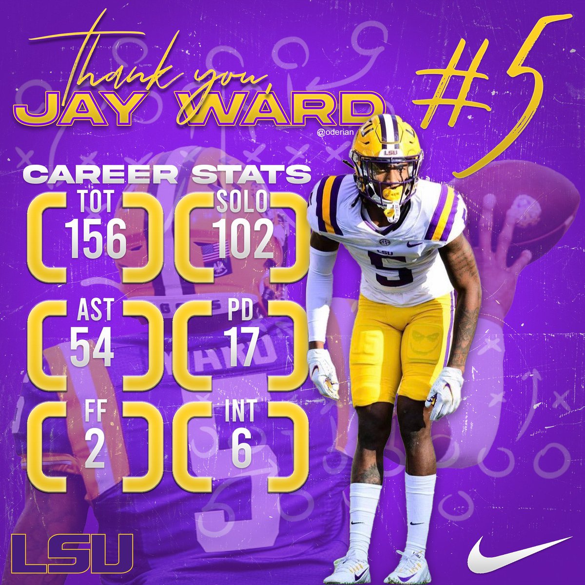 reinitial's tweet image. What a career, @JWARD_4! @LSUfootball #NFLSU #NextChapter