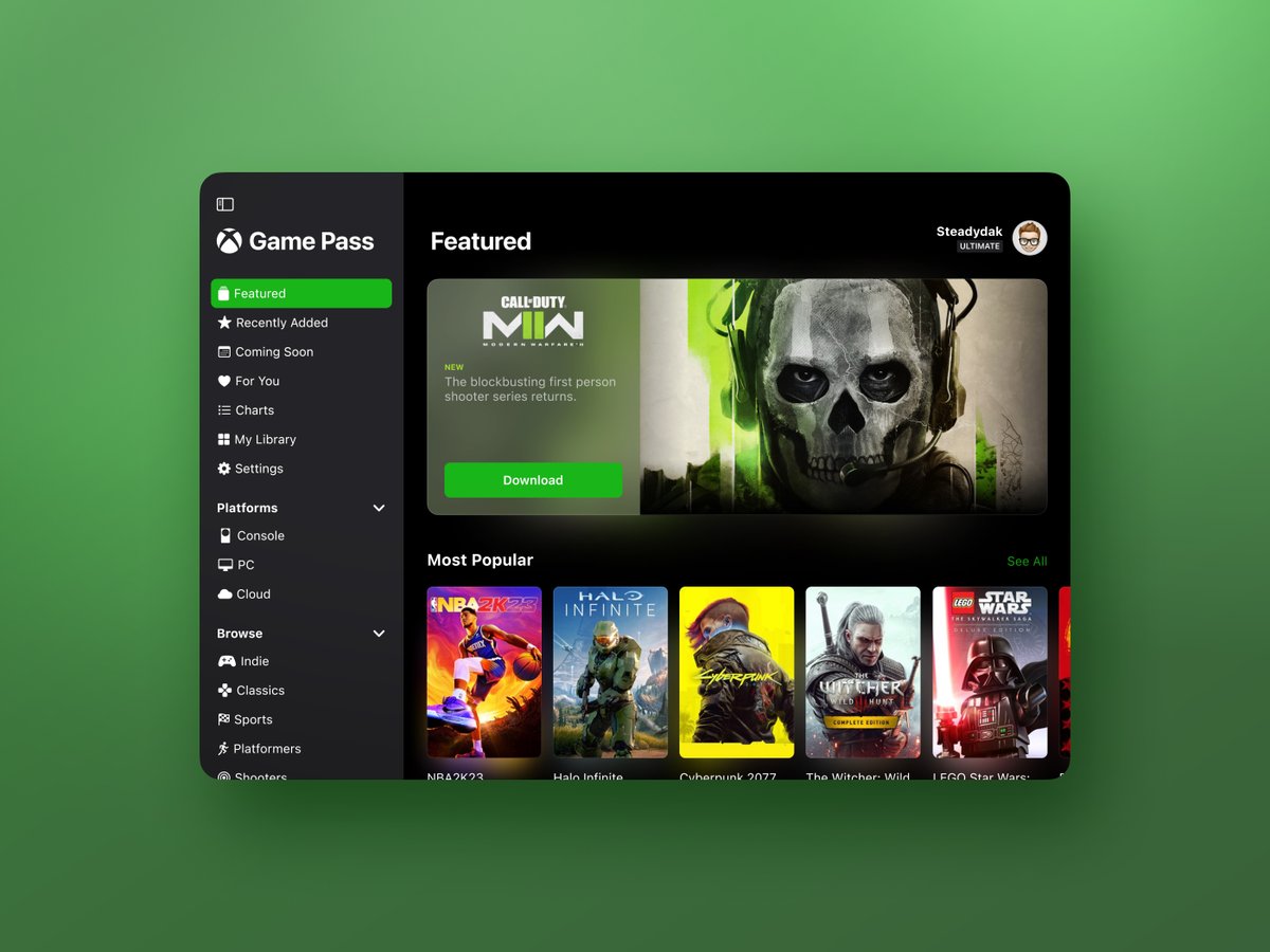 Xbox Game Pass iPad App Concept #uiux #uiuxdesign #iPad #App