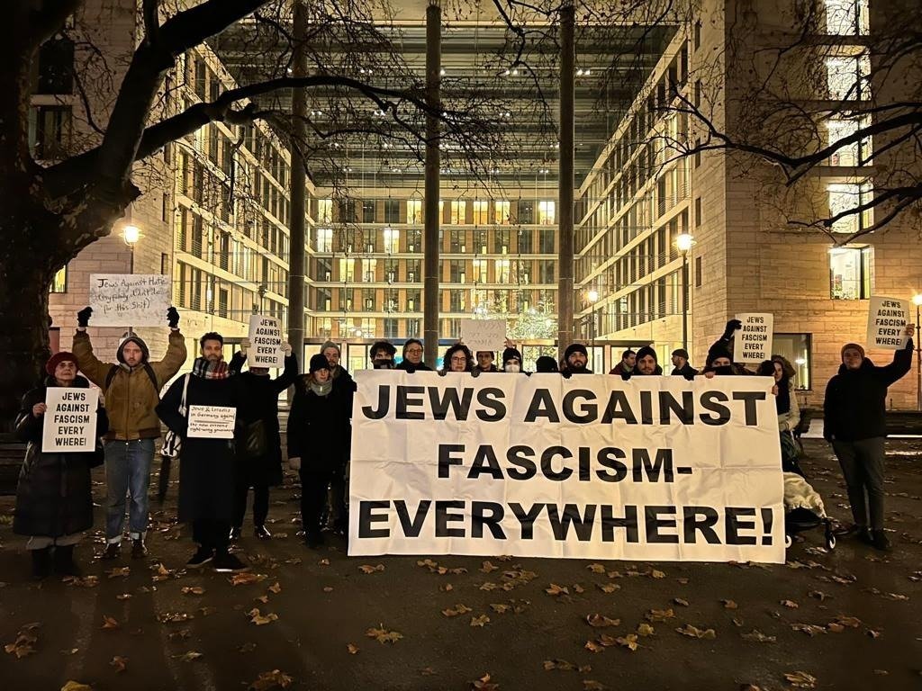We demonstrated today in Berlin against the new Israeli gov. 
Honestly, I don't like protesting as a Jew. But in Germany, where the establishment lumps together Jewishness, Zionism and the Israeli policies of occupation and apartheid, it's important to do it nevertheless.